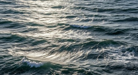 Fototapeta premium Ocean surface with waves reflecting sunlight creating a textured rippling effect