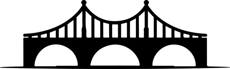 Three-arched truss bridge silhouette