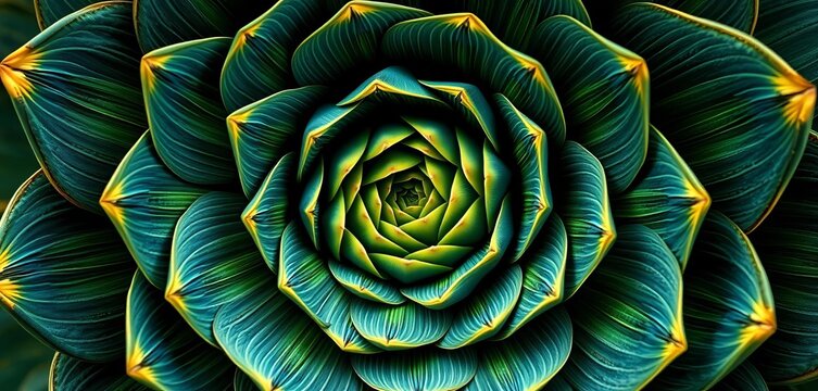 Intricate spiral arrangement of artichoke bracts, showcasing Fibonacci sequence, botanical, design