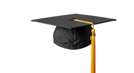 Black Graduation Cap with Gold Tassel.