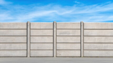 Tall Concrete Backstop Wall for Outdoor Gun Range with Clear Blue Sky Background