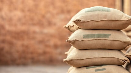 Stacked Sandbags as Makeshift Backstop in Outdoor Setting for Construction or Event Safety