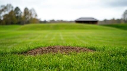 Tranquil Hunting Lodge Firing Range and Lush Green Landscape in Nature Setting