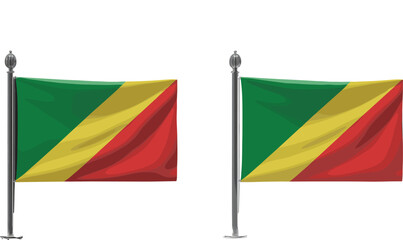 Two Republic of the Congo flags displayed on dark and light backgrounds symbolizing national pride unity independence and African identity