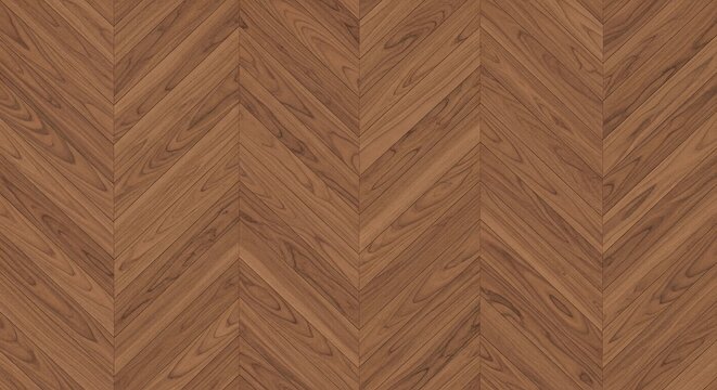 Wood flooring in a chevron pattern warm tones