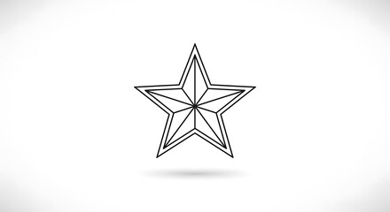 Geometric star outline icon with shadow