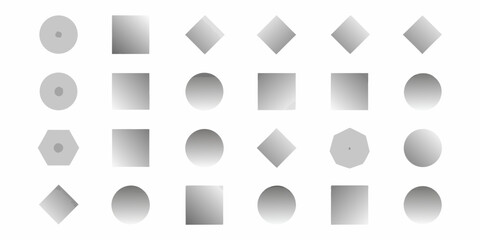 Collection of geometric shapes with subtle gradients on a white background