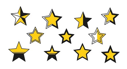 Obraz premium Collection of hand drawn yellow and black stars illustration