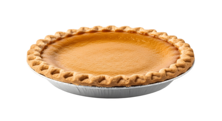 Delicious Homemade Pumpkin Pie in Aluminum Pan.