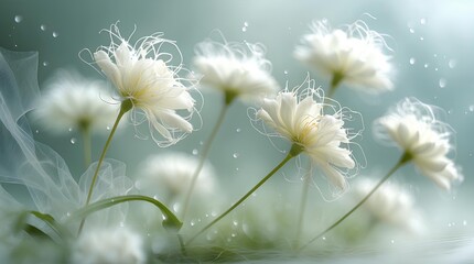 a soft  ethereal of delicate white flowers with wispy, floating seeds