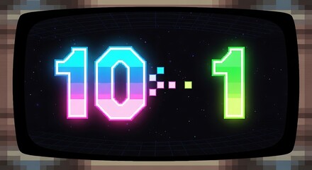 Ten to one countdown graphic on retro TV screen