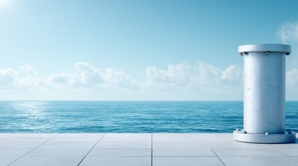 Obraz premium White pillar stands by vast water s edge white structure marks edge of immense water body