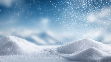 Snowflakes descend gently from cloudy sky fluffy snow quietly falls creating serene landscape