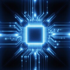 A visually striking representation of a quantum computer processor, glowing with futuristic digital energy, symbolizing the next generation of computing power.