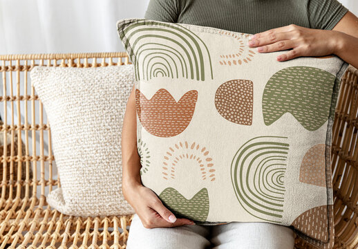 Pillow Cushion Cover Mockup With Pattern Design