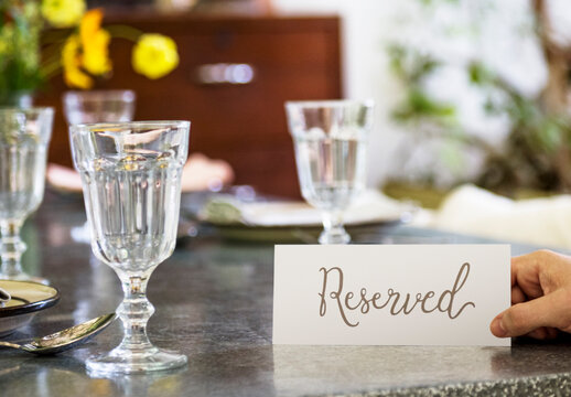Table Reserved Card Mockup In A Cafe