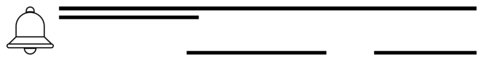 Obraz premium Bell icon next to three horizontal lines representing alerts or notifications. Ideal for messaging, communication, reminders, task management, updates, social media, simple flat metaphor