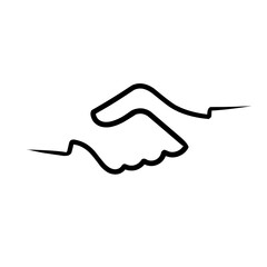 one line handshake symbol. Handshake, agreement, introduction banner hand drawn with single linescribble of shaking hands. cartoon shaking hands Isolated on white background. handshake sketch. 