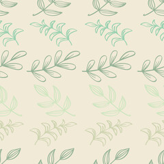 Seamless pattern with hand drawn botanical leaf.  Vector illustration