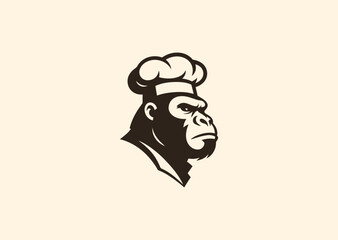 A gorilla chief logo portraying wisdom and dominance, blending tribal power with bold minimalistic design