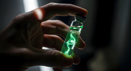 Glowing Vial: Scientific Discovery in Hand