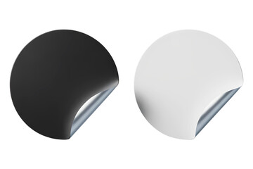Black and White Round Stickers with Peeled Edge