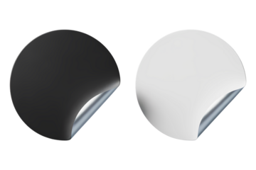 Black and White Round Stickers with Peeled Edge