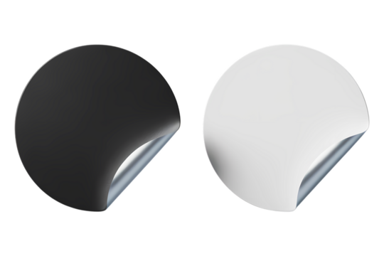 Black and White Round Stickers with Peeled Edge