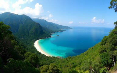 Thailand Phuket scenic landscape with sea and island views for adventure travel. High quality