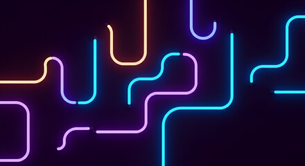 Abstract neon glowing lines background with vibrant colors and geometric shapes