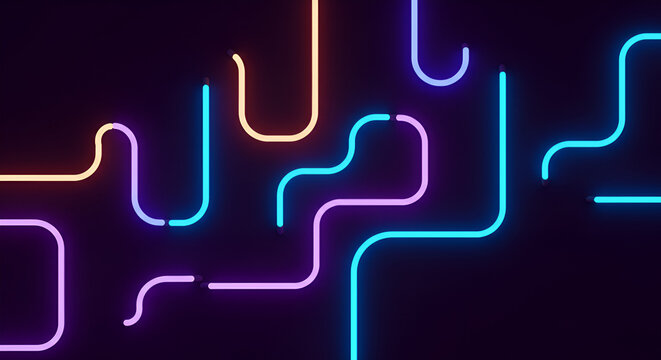 Abstract neon glowing lines background with vibrant colors and geometric shapes