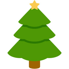 cute green christmas tree with yellow star