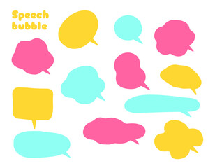 モコモコのカラフルでポップな吹き出しセット　ピンク・黄色・水色