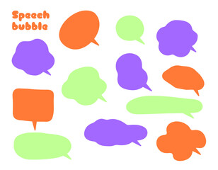 モコモコのカラフルでポップな吹き出しセット　オレンジ・紫・緑