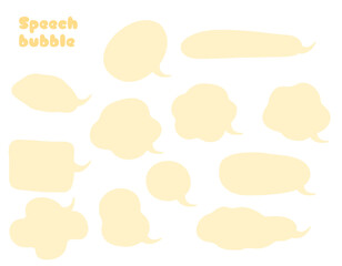 モコモコのカラフルでポップな吹き出しセット　薄黄色