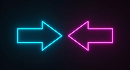 Neon arrows pointing in opposite directions, symbolizing choice or navigation