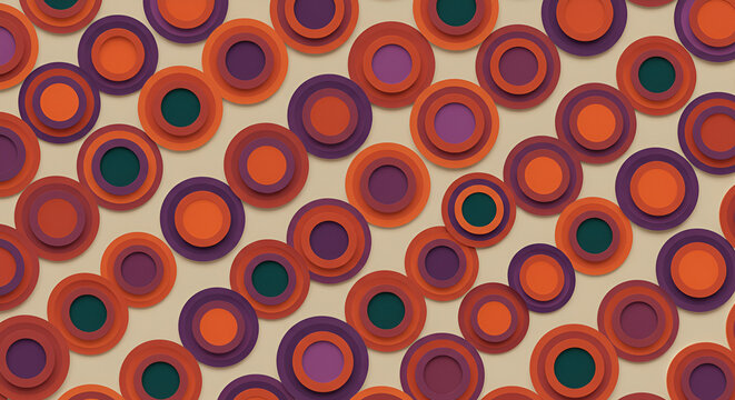 Retro Circles Pattern in Orange, Purple, and Green for Vibrant Backgrounds
