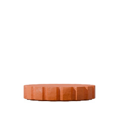 blank space orange color curved cylinder with of minimal scene, of a 3d render