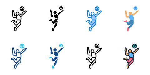 Serving Volleyball icon set multiple style collection 

