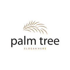Palm leaf logo black silhouette of coconut leaf with simple modern and elegant line design illustration and symbol template design