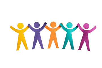 A group of people holding hands in a row