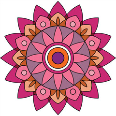 Vector art of colorful mandala, a vector illustration of a symmetrical design with intricate patterns and vibrant colors