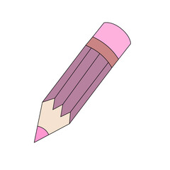 Pink and Purple Pencil Illustration on White Background