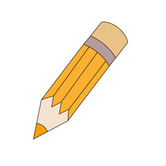 Cartoon Yellow Pencil with Eraser