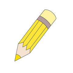Yellow Cartoon Pencil: School Supplies Illustration