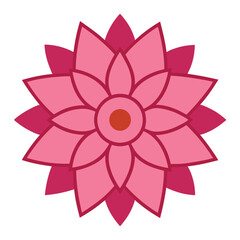 Illustration of a pink flower with a red center, perfect for spring and summer designs and decorations