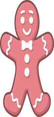 Pink gingerbread man cookie vector icon on white background




