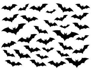 Fototapeta premium Flying black&nbsp;bats silhouette vector collection for Halloween design illustration and pattern