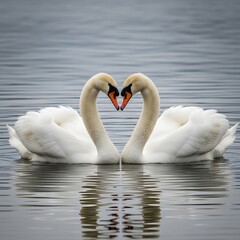 Obraz premium two swans in the lake