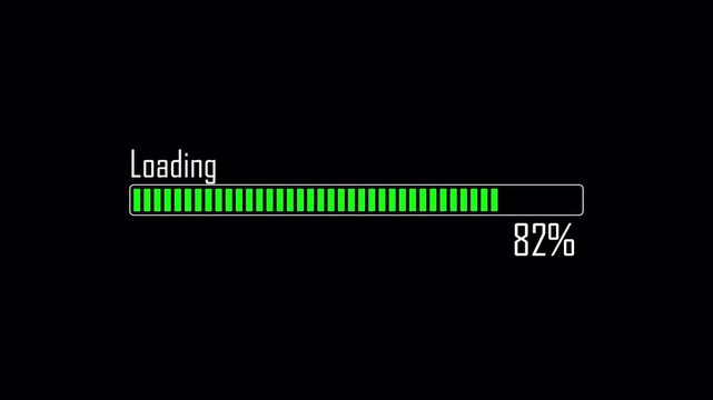 progress bar animation, white loading bar animate on a black background, 4k Video
